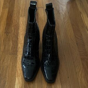 Tony Bianco Black Crocodile Pattern Ankle Boots